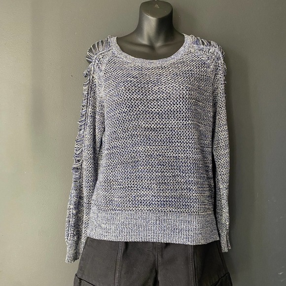 IRO Yana Open Knit Shredded Sleeve Sweater Size XS - Picture 9 of 11